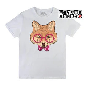 Прикольные футболки: Лиса в очках белая